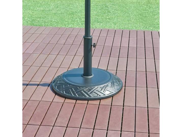 casa.pro Sonnenschirmständer Bisegna Betonsockel 25 kg Sonnenschirmhalter für Schirmstöcke Ø34/39/49/55 mm Sonnenschirmfuß mit Muster Ø50 x 7 cm inkl. Adapterringe Schwarz