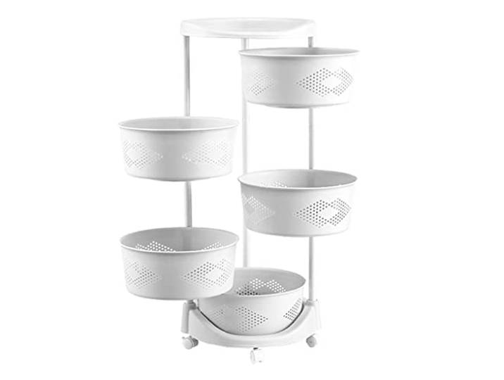 Regal, Obst Gemüse Wagen Räder Küche Bad mobiles Aufbewahrungsregal(5 Tier)