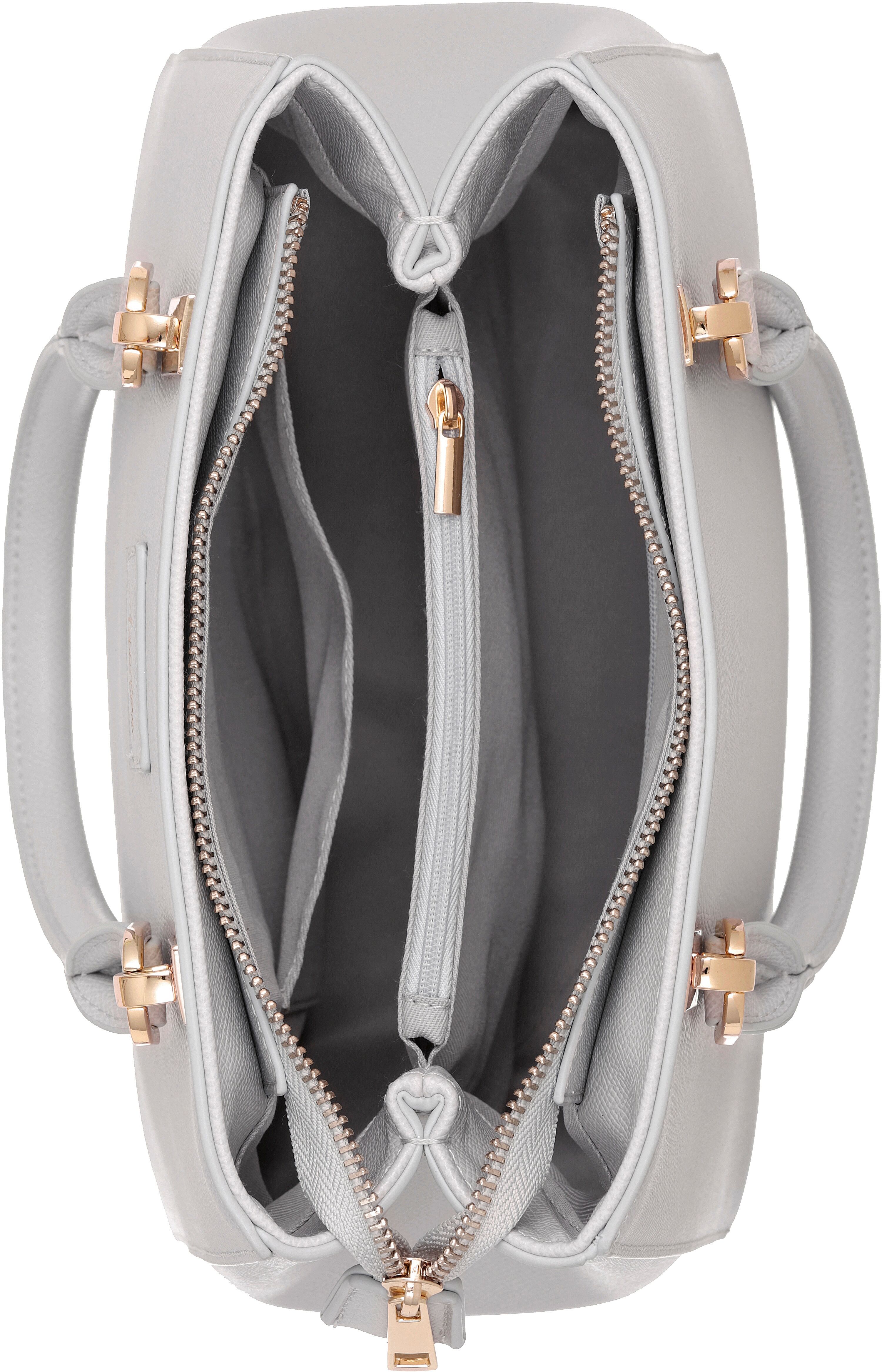 Henkeltasche ANISTON ACCESSOIRES, Damen, Gr. B/H/T: 25cm x 18,5cm x 12cm, silber (hellgrau), Lederimitat, Taschen, Handtasche, Umhängetasche - NEUE KOLLEKTION