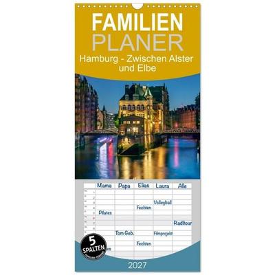 Familienplaner 2027 - Hamburg - Zwischen Alster und Elbe mit 5 Spalten (Wandkalender, 21 x 45 cm) CALVENDO