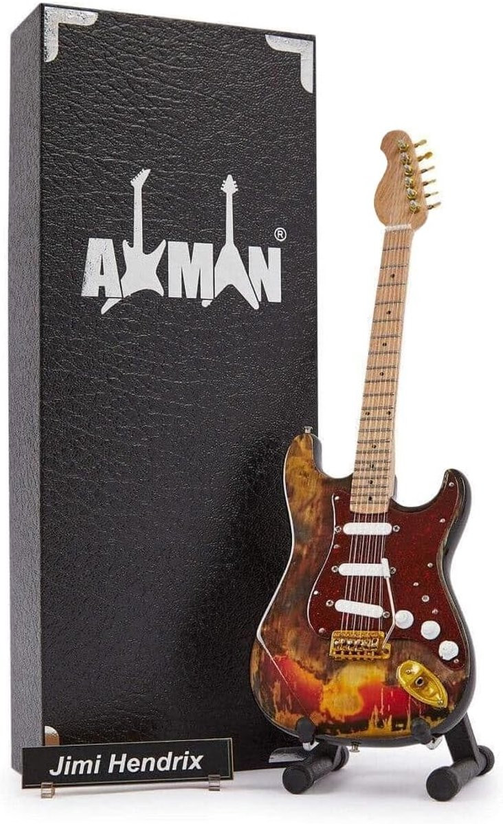 Jimi Hendrix Miniature Gitaar Handgemaakt Ornament
