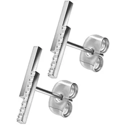 Titan Ohrstecker BALKEN + EINGEFASSTE KRISTALLE