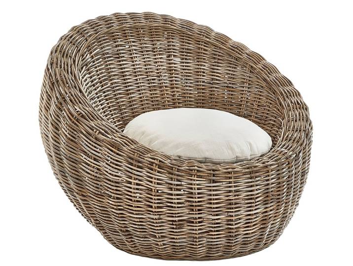 Kobolo Rattanstuhl Loungesessel Relaxsessel RONDO mit Kissen, Lesesessel Chair Stuhl (Einzelstück)