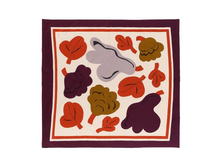 Marimekko Kukasta Kukkaan bougie Hay-prune-bronze-terracotta, 140x140 cm