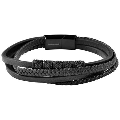 Armband ADELIA´S "Armband – Lederarmband aus Leder 21 cm", schwarz, Armbänder, Damen, 21cm, Leder, Armband, Geschenkidee: zeitlos und vielseitig