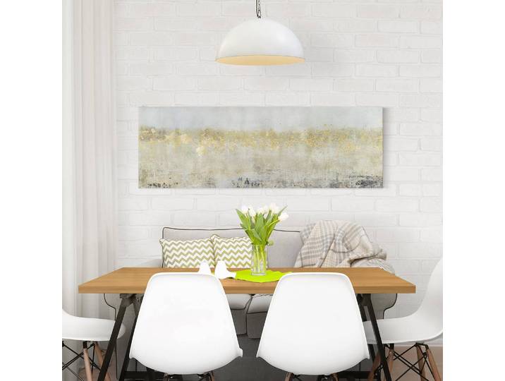 Impression sur toile Champs dorés I Lin Blanc 120cm