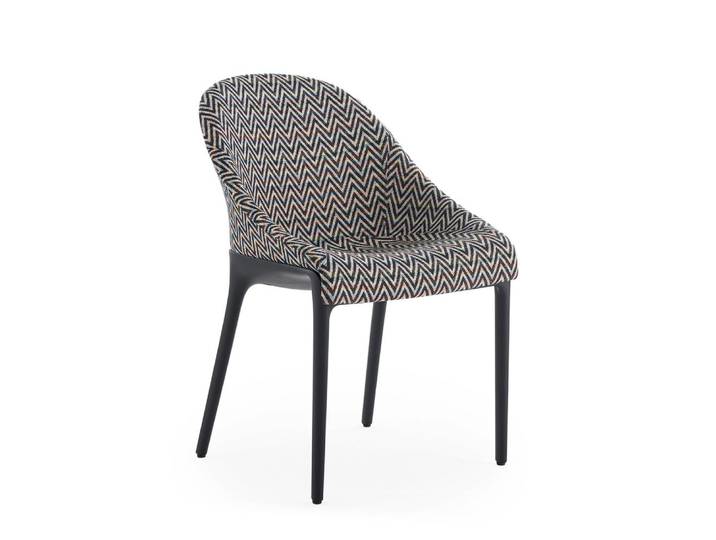 KARTELL chaise ELEGANZA ELA tissu MISSONI (Base noire, tissu ZigZag - Technopolymère thermoplastique recyclé et tissu recyclé)