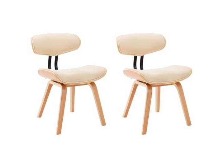 LMTYOENFG Esszimmerstühle 2er Set Creme Kunstleder Polsterstuhl Bugholz Ergonomische Lehnstühle mit creme Kunstlederbezug und braunem Holzrahmen für stilvolle Akzente in Esszimmer und Küche.