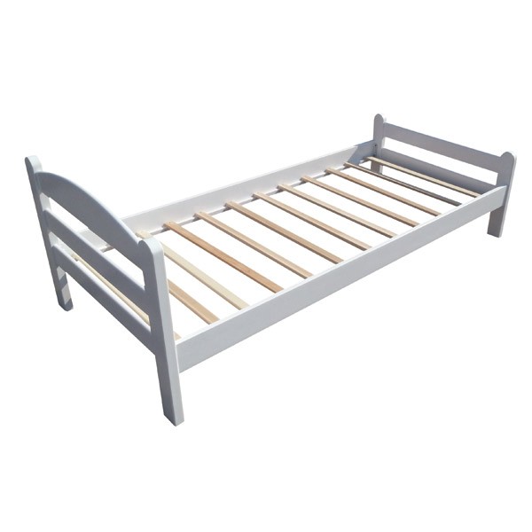 Bett LASSY, für Matratze 180x200, mit Lattenrost, massiv Buche weiß