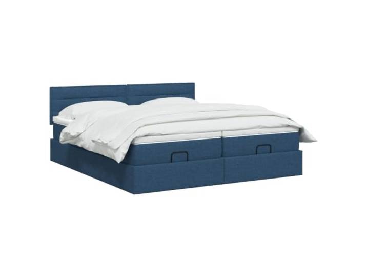 PUGYNBK Ottomanbett mit Matratze, verstellbares Kopfteil, Blau Integrierte Aufbewahrung, Lattenrost, waschbare Bezüge, atmungsaktives Polyester