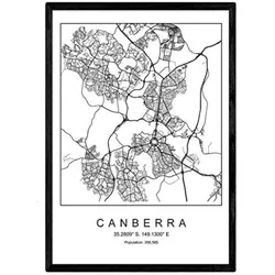 POSTER City Map – Canberra (Scandinavian Style) A4 Rahmenlos