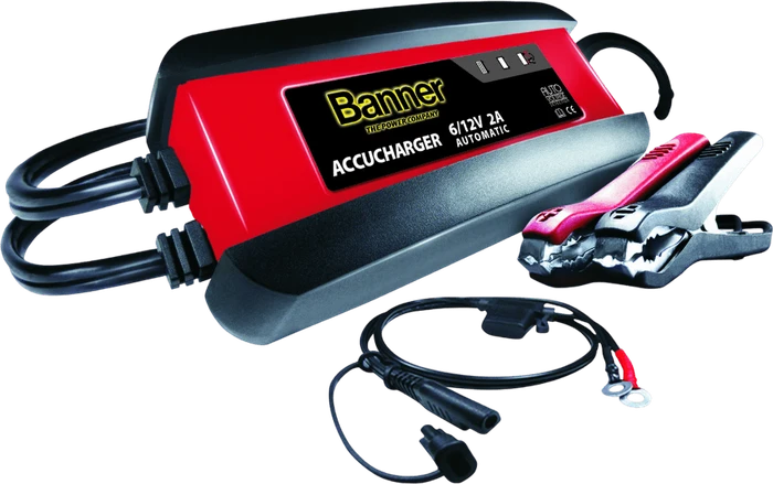 Banner Accucharger 2A/6-12V, Vollautomatisches Ladegerät (2 A, 12V, 6V) (1240000020)