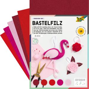Folia Bastelfilz 520492 Ton in Ton Mix, 20 x 30cm, Rottöne sortiert, 1 mm, 150g/m², 10 Blatt