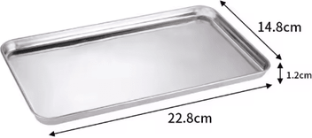 Inspire Picks Stainless Steel Serving Tray Rectangle Buffet & Food Presentation Pan 22.8x14.8x1.2cm