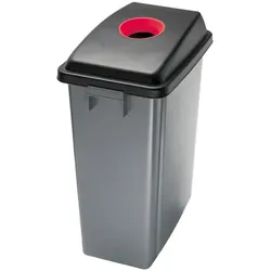 Mülleimer Orgavente OFFICE 60 aus Kunststoff 60 L quadtratischer Behälter mit schwarz-rotem Auflagedeckel