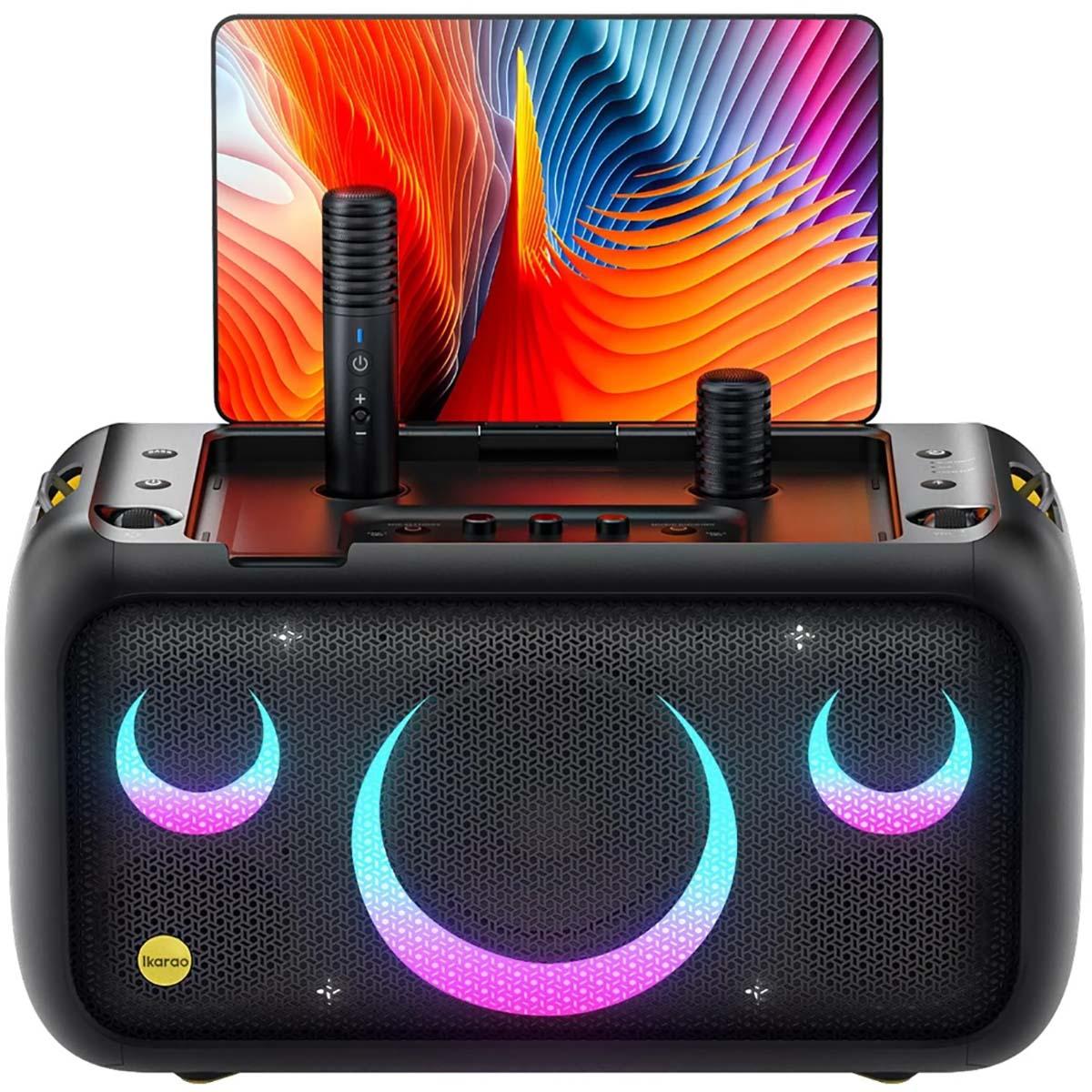 Ikarao Break X1 - Tragbarer Karaoke-Lautsprecher mit 13,3-Zoll-Touchscreen und 2 kabellosen Mikrofonen, 460 W