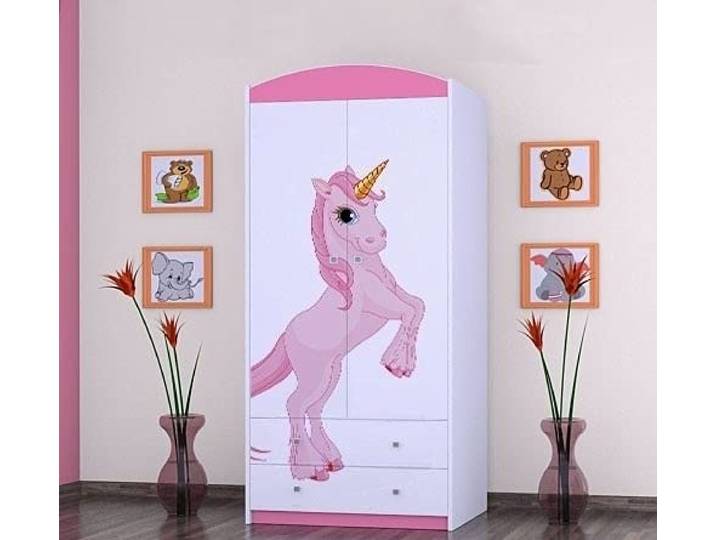 BDW 2-türiger Kleiderschrank mit Schubladen/Kleiderbügeln/Regalen/Kinderzimmer/Kleiderschrank / 88x55x187cm / 18mm Plattenstärke!