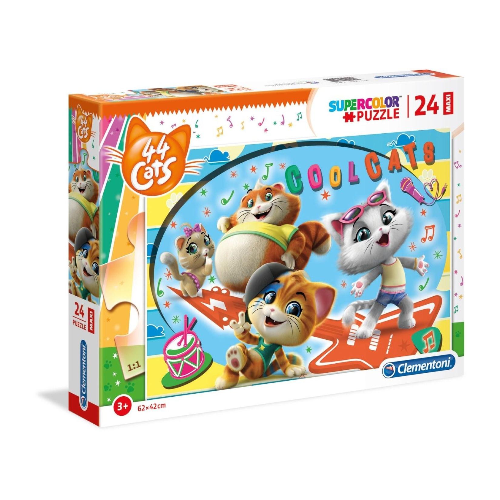 Supercolor Puzzle - 44 Cats, 24 Teile
