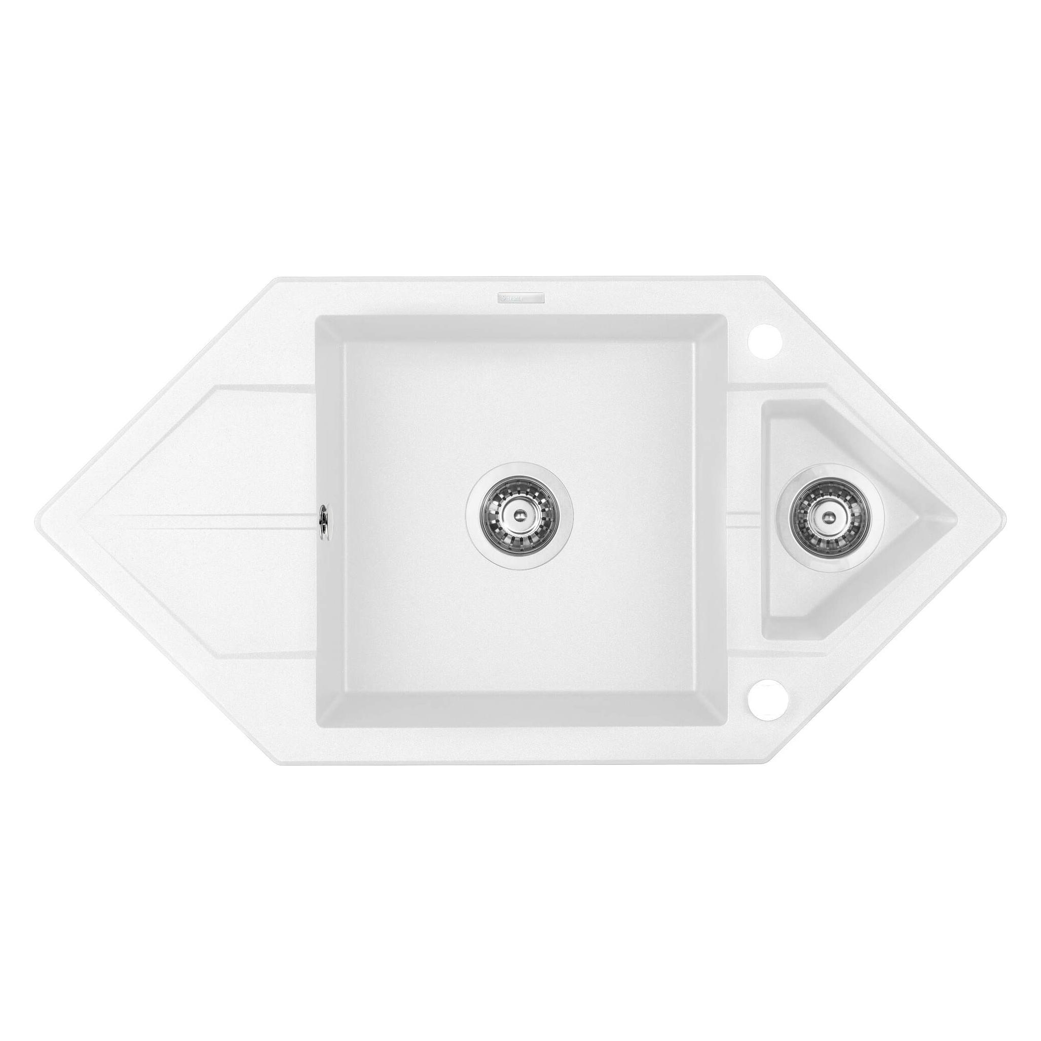 1 5-Becken-Granitspüle mit Abtropffläche - Space-Saver (Einbauspüle mit Abtropffläche) (ZQP A653)