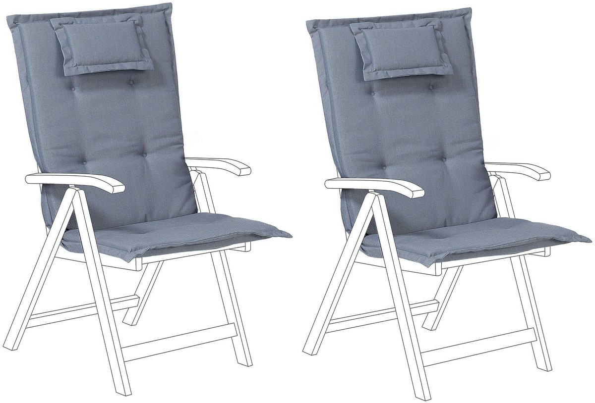 Java/Amantea Set van 2 Tuinkussens - Blauw - 50 x 70 cm - Polyester