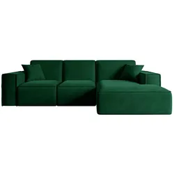 ECKSOFA Ottomane Rechts SERRA-L - 266x169x80 cm Grün Velours