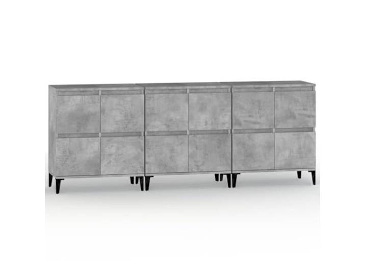 Fisinber 3er Set Sideboard Betongrau 60x35x70 cm Holzwerkstoff Kompakter Beistellschrank für Wohnzimmer und Schlafzimmer mit 4 Fächern für strukturierten Stauraum.