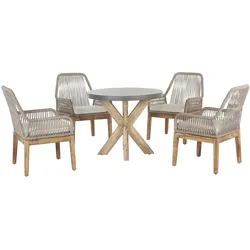 GARTENMÖBEL SET 4-Sitzer Faserzement grau 90 cm beige Olbia