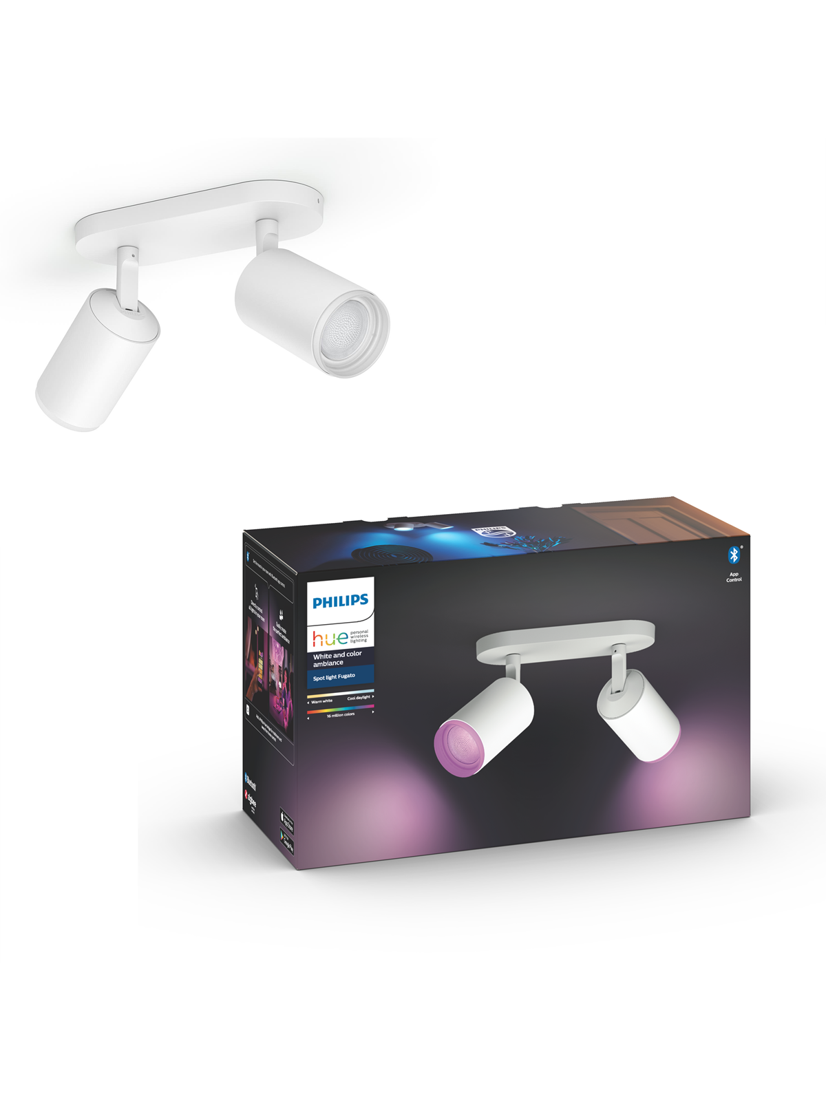 Philips Hue Fugato 2-er Spots 5.7W - weiß