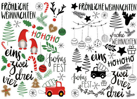 Transfermotive "Weihnachten", 2 Bogen