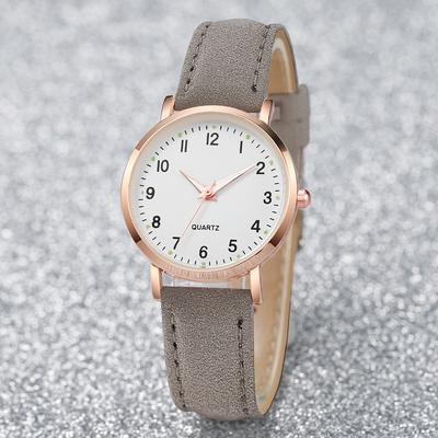 Fabled Fashion Studio Minimalist Arabic Dial Leather Women Watch grey