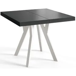 QUADRATISCHER Esstisch ausziehbar – Moderner Wohnzimmertisch und Küchentisch – Tisch mit Holzbeinen, Durchmesser 120 - 220 cm - Farbe Schwarz