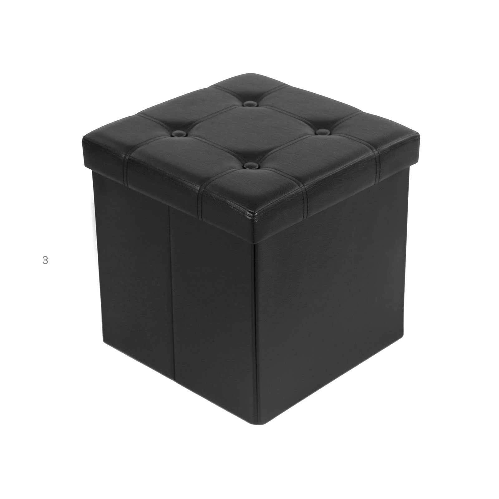 SONGMICS Kleiner Sitzwürfel Kunstleder Schwarz LSF30B