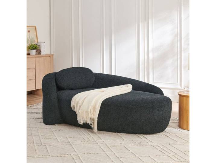 NuvlaGu - Canapé bouclette - Forme arrondie - Doux et confortable - Convient aux salons et aux chambres - Noir