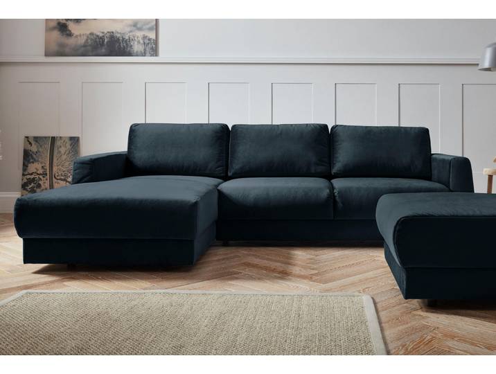 Ecksofa, Luxus-Microfaser Lederoptik, Grün, 264×175 cm, Recamiere Links, Modern, andas