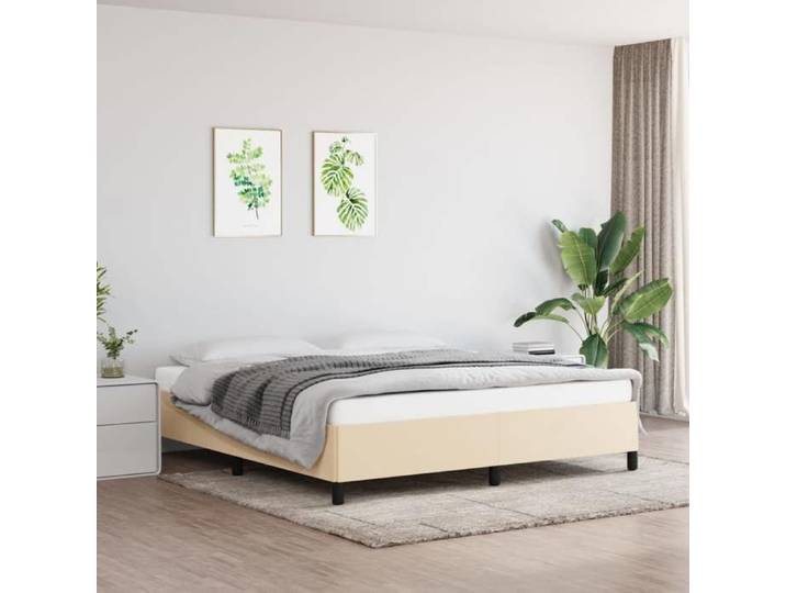 CHIC Lit adulte 2 places - 180x200 cm Structure/Cadre de lit crème 180x200 cm tissu #Sara45496
