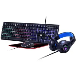 Gembird Gaming SetinchGhostinch with 4in1 backlight keyboard mouse pad GGS-UMGL4-02 (US, Kabelgebunden), Tastatur, Schwarz