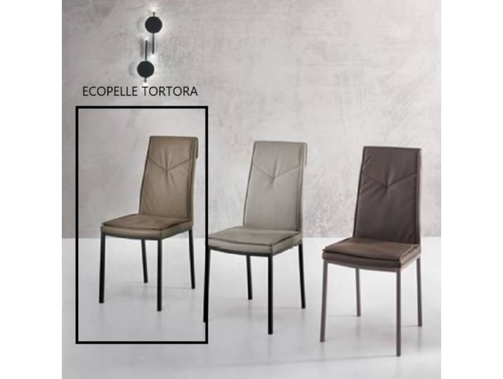 Chaise de salle à manger éco-cuir taupe - VIVIENNE 2 chaises