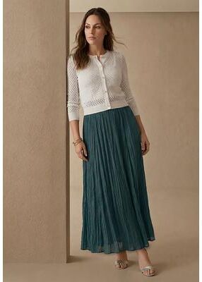 Plus Size Women's Flowing Crinkled Maxi Skirt by Jessica London in Mystic Pine (Size 32) Elastic Waist 100% Cotton