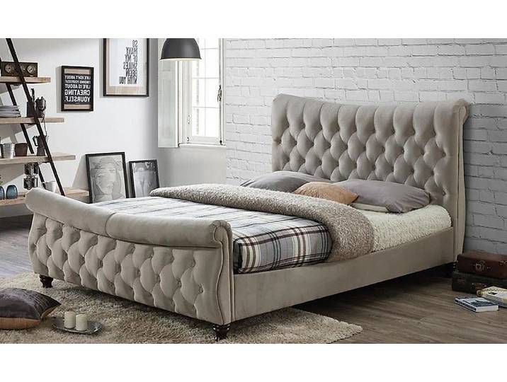 Xlmoebel Polsterbett Chesterfield Polsterbett in Beige mit eleganter Gestaltung (Chesterfield Bett 4062292302893), Hergestellt in Europa
