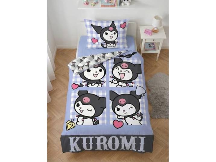 Kuromi 1-Persoons Dekbedovertrek 140x200 + Kussensloop 70x90 Gingham Blauw
