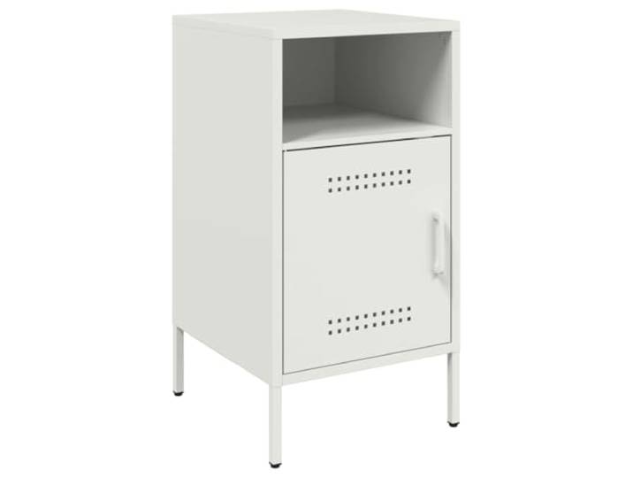 GHVBNMF Nachttisch Weiß 36x39x68 cm Metall Beistelltisch mit Tür Industrie-Design Schrank aus Stahl für Schlafzimmer und Wohnzimmer. Bietet stabilen Stauraum mit verstellbaren Füßen.