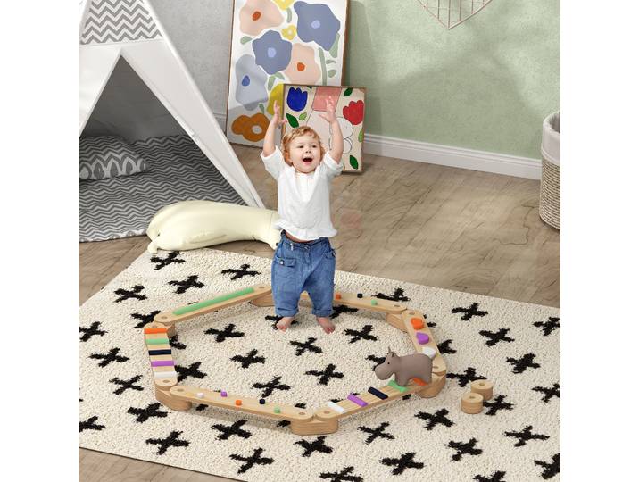 AIYAPLAY Poutre d'Équilibre Bois Enfants 3-8 Ans Intérieur/Extérieur
