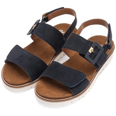 Keilsandalette ARA "KENT", Damen, Gr. 37, nachtblau, Ziegenveloursleder, unifarben, Schuhe, Riemchensandale mit Zierschnalle, in Komfortweite G (= weit)
