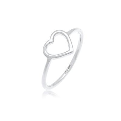 Silberring ELLI "Ring Herz Liebe Romantik Zart Filigran 925 Silber" Gr. 56, silber, Fingerringe, Damen, 56, Silber 925 (Sterlingsilber), Silberring