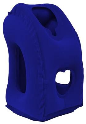 Inspired Finds Upgraded Inflatable Travel Pillow Air Cushion Headrest With Chin Support For Plane, Car, And Office b Blue