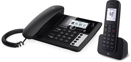 Telekom PA 207 plus 1 DECT Schnurloses Telefon analog Anrufbeantworter, inkl. Mobilteil Schwarz