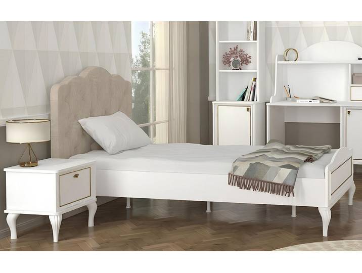 JVmoebel Schlafzimmer-Set Modernes Bett mit Nachttisch in schlichter Farbgebung, (2tlg Jugendzimmer Set (Bett + Nachttisch), Made in Europa