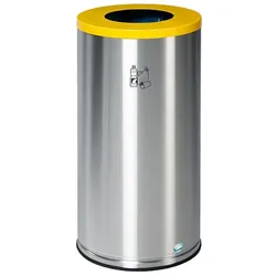 PROREGAL Robuster Wertstoffsammler mit Deckel | 70 Liter, HxBxT 70x35,5x35,5cm | beschichteter Edelstahl | Gelb | Mülleimer Abfalleimer Müllkorb