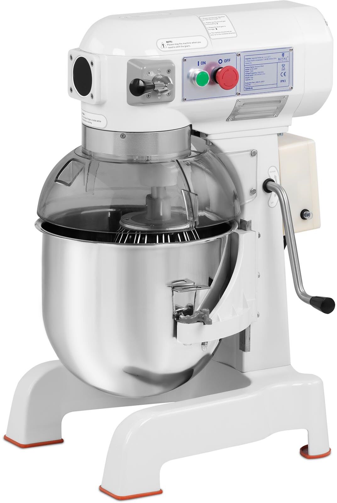 Royal Catering Pétrin professionnel - 20 l - 700 W - Bol abaissable RCPM-20WP