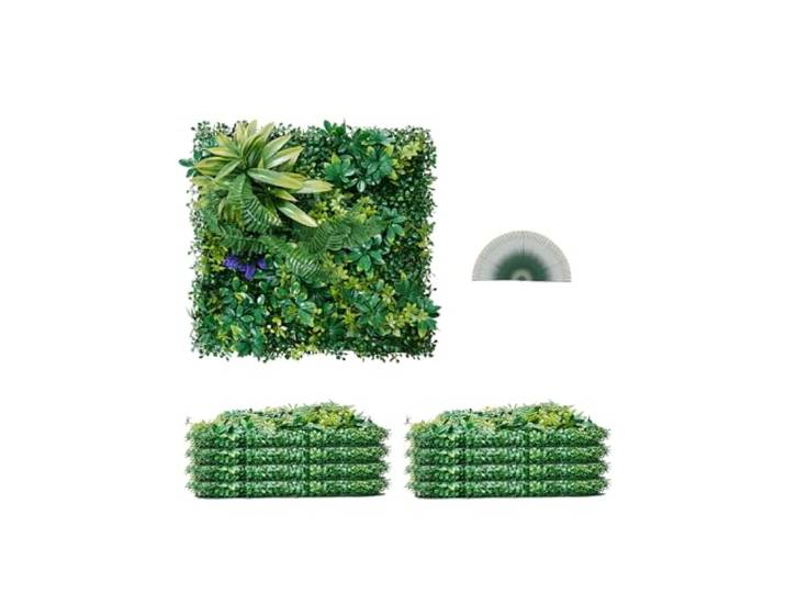 VEVOR Mur Végétal Artificiel\, 8 PCS\, Panneau Mural Décoratif Plante Artificielle 3D Emboîtable\, 50x50 cm\, pour Décoration Intérieure Extérieure\, Couverture de Clôture en Lierre\, Brise-vue Mural Jardin